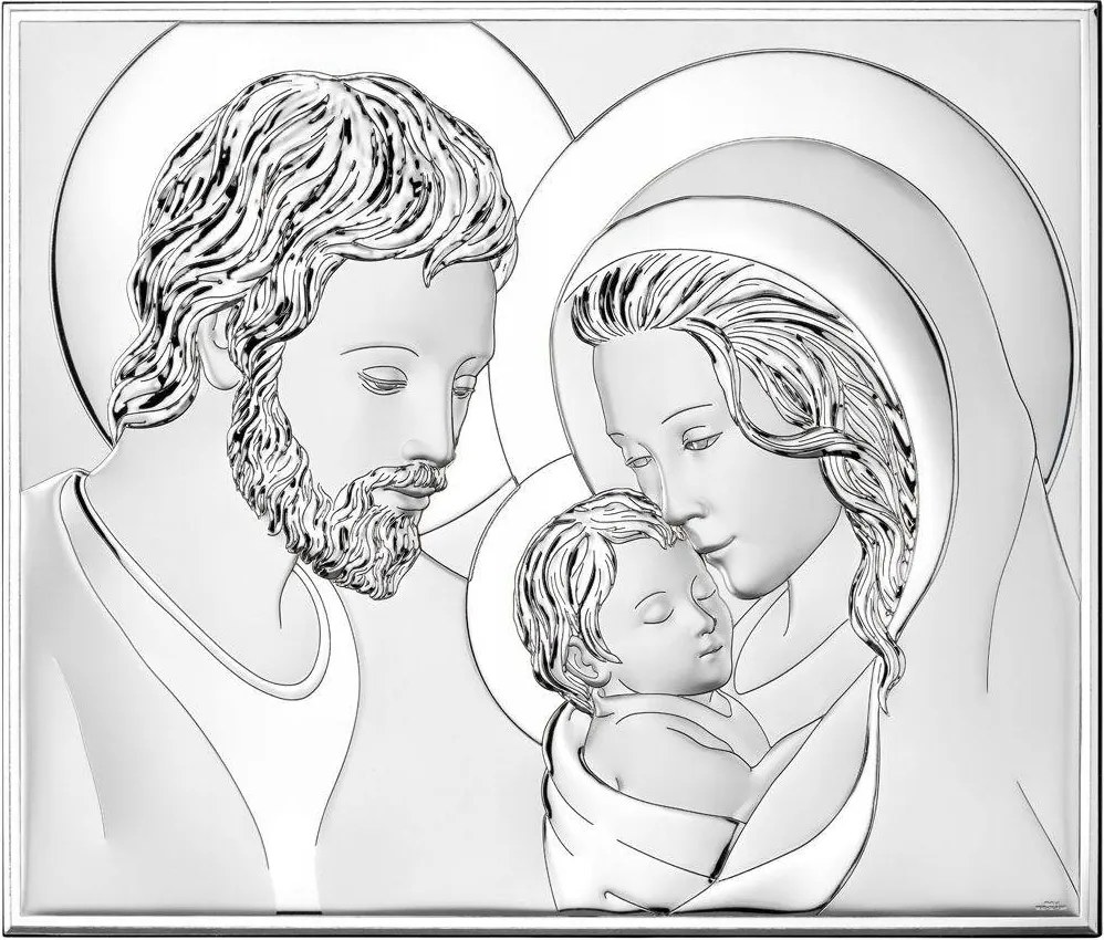 Szent Család kép ezüst modern Méret: 19x15.5 cm Cikkszám: VL813