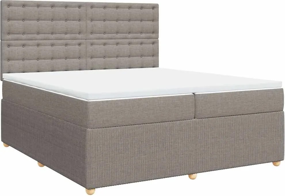 vidaXL tópszínű szövet rugós ágy matraccal 200 x 200 cm