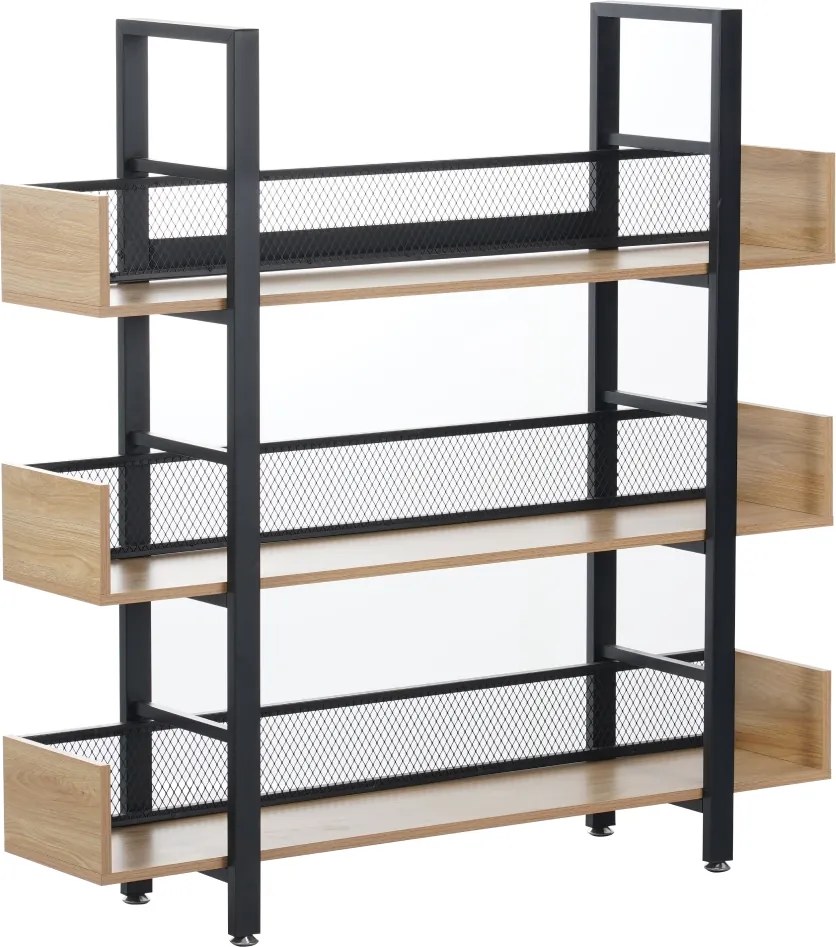 3 polcos polcállvány, tölgy/fekete, KILIS NEW TYP 1