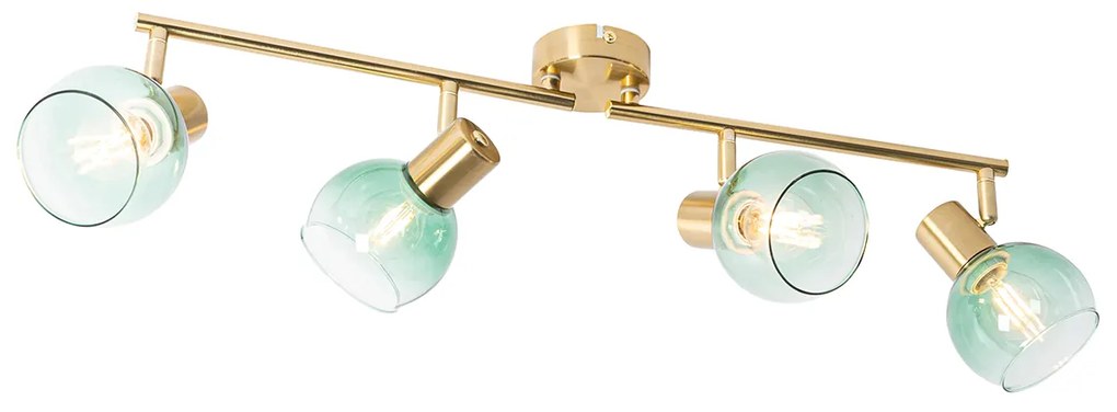 Art Deco reflektor arany zöld üveggel 4-lámpás - Vidro