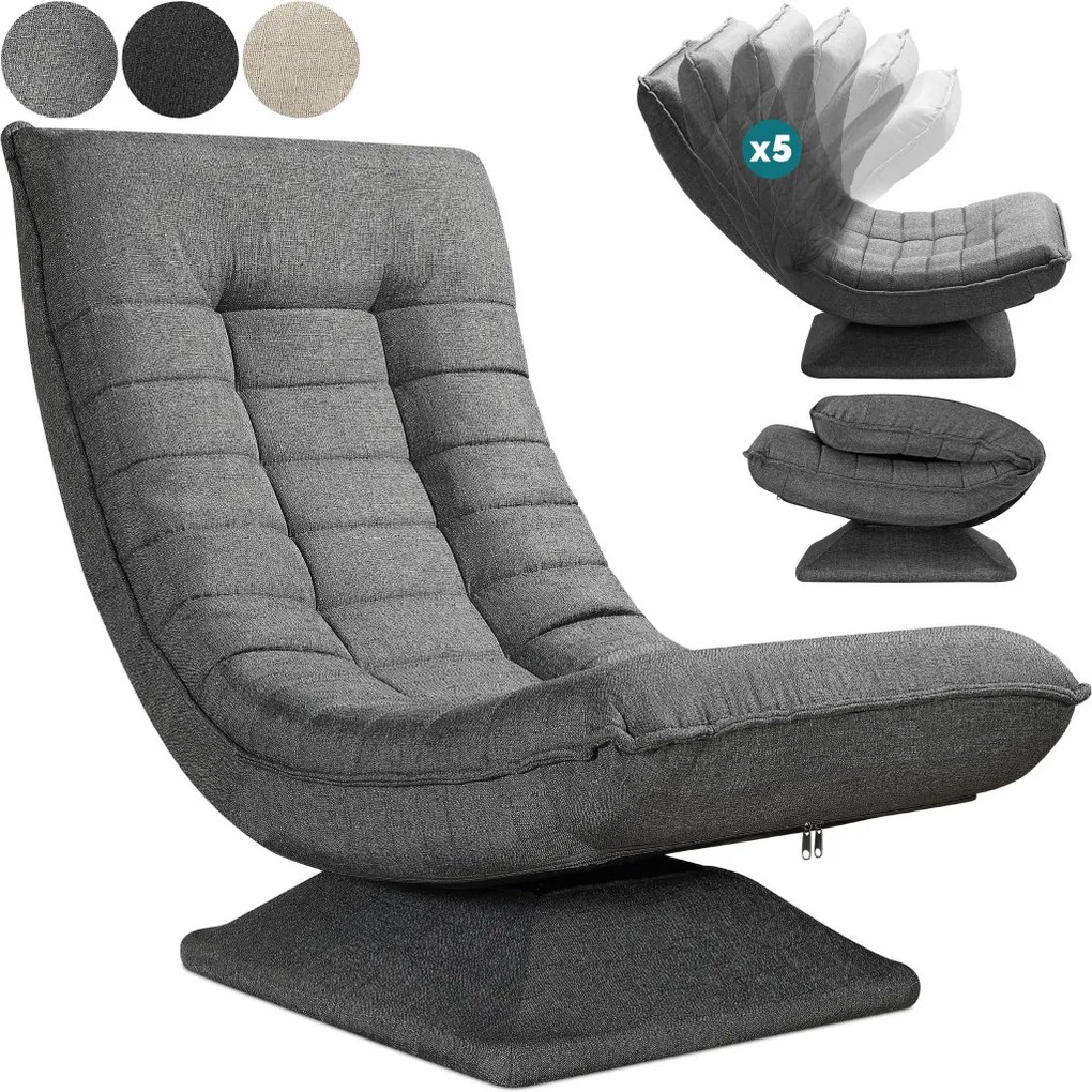 Relaxációs fotel, szövet, szürke