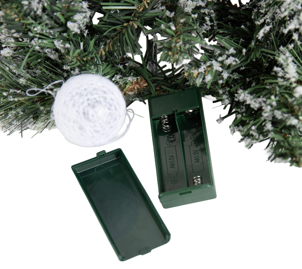 Karácsonyi koszorú piros-fehér 45 cm LED-del és időzítővel - Jack