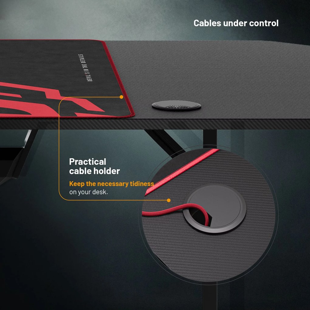 Gamer asztal 160 cm fekete: Diablo X-Mate 1600