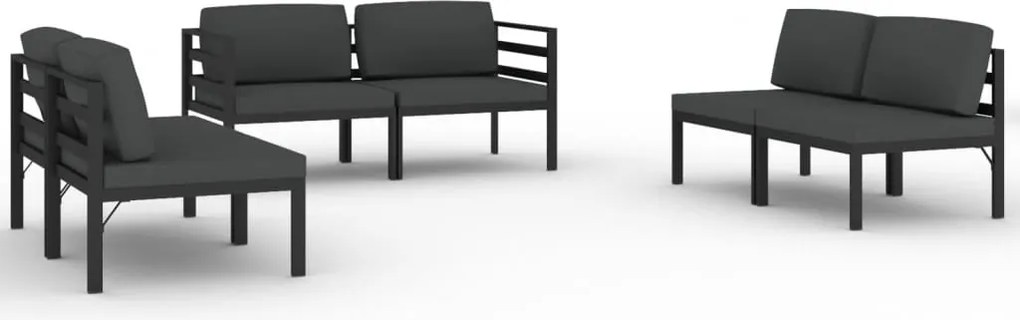 vidaXL 6 részes antracitszürke alumínium kerti ülőgarnitúra párnákkal