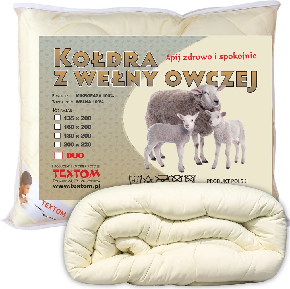 Báránygyapjú paplan 200x220cm Téli gyapjú Meleg Vastag Puha Ekrü