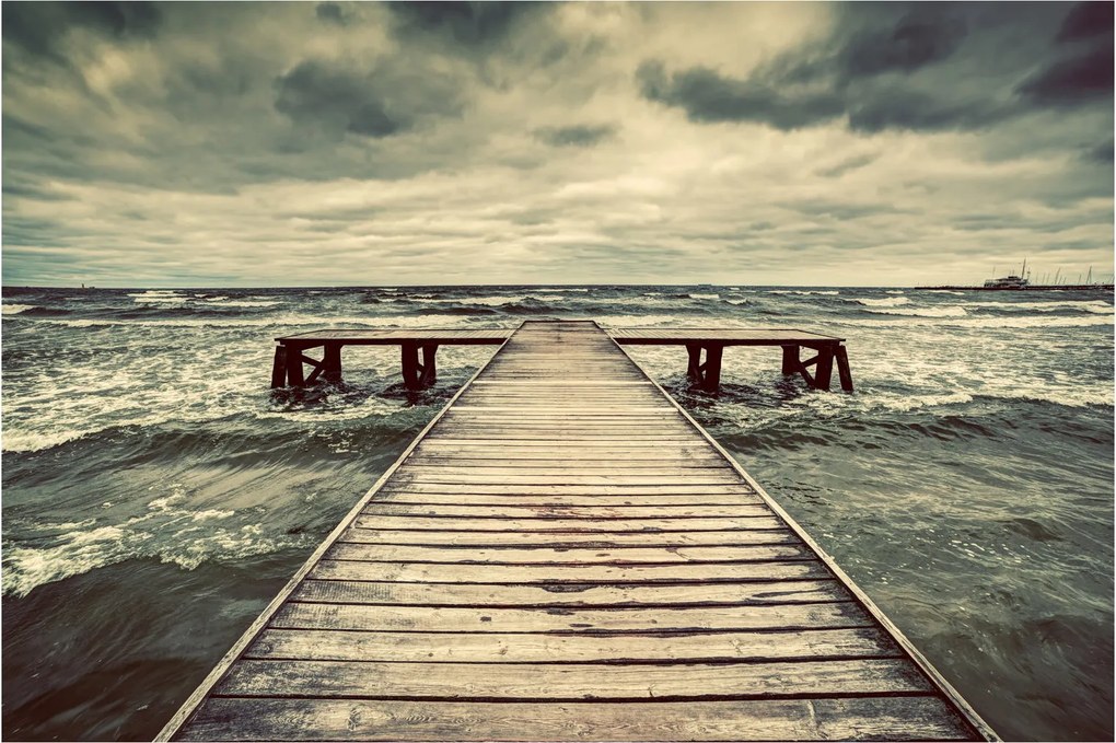 Egy fából készült móló képe a tengeren (90x60 cm)