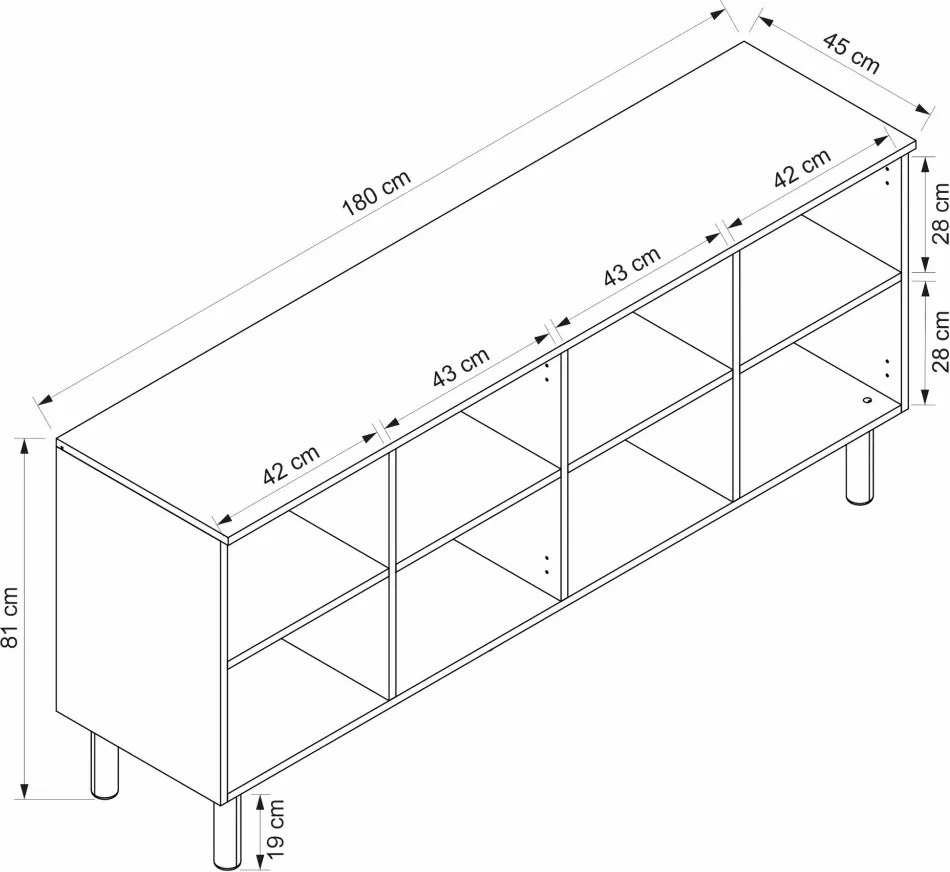 Lotus komód, fehér, 180 cm – TR506MNR1319
