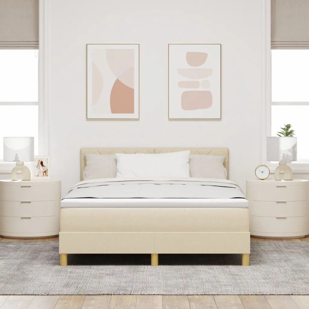 Box Spring Ágy Matrac Krém 140x200 cm Szövet