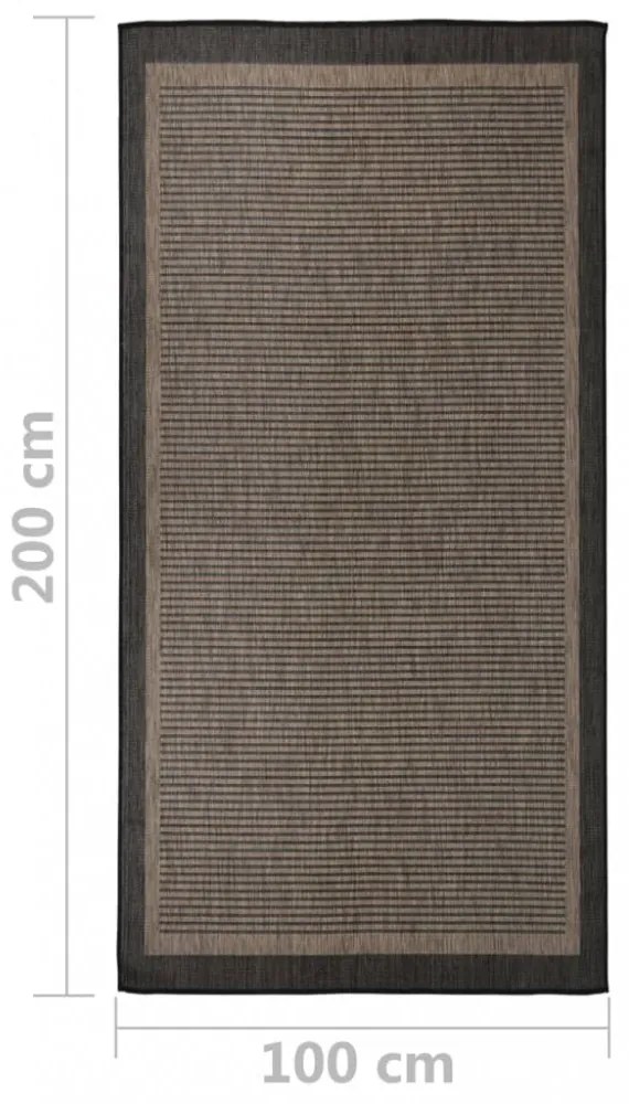 sötétbarna lapos szövésű kültéri szőnyeg 100 x 200 cm
