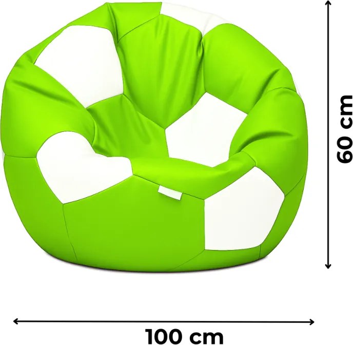 EMI focilabda mintás limezöld-fehér műbőr babzsákfotel