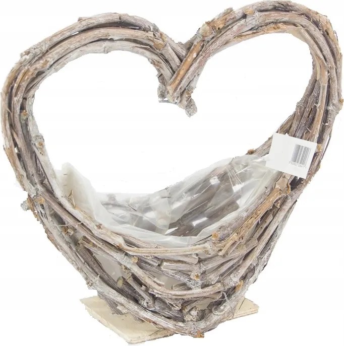 1x Szív Alakú Kosár Fonott Pálcika Fedél 33CM