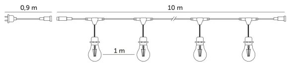 LED Kültéri dekoratív lánc BAJA ST64 10xE27/1W/230V 10,9m IP44 meleg fehér