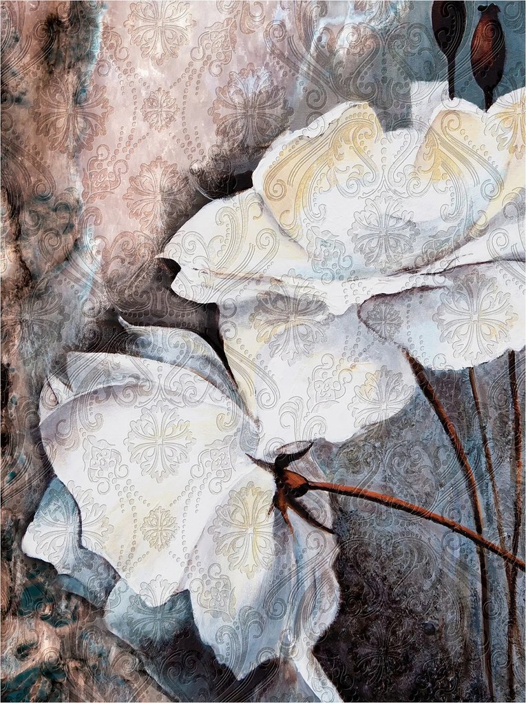 Flizelin fotótapéta Pasztell virágok Elegancia Minimalizmus 206x275 +ragasztó