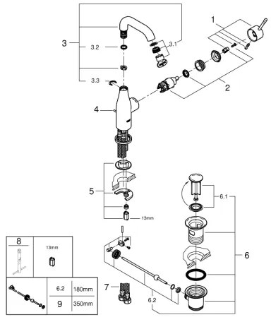 GROHE 23462GN1 - ESSENCE mosdócsaptelep DN 15, M méret, arany