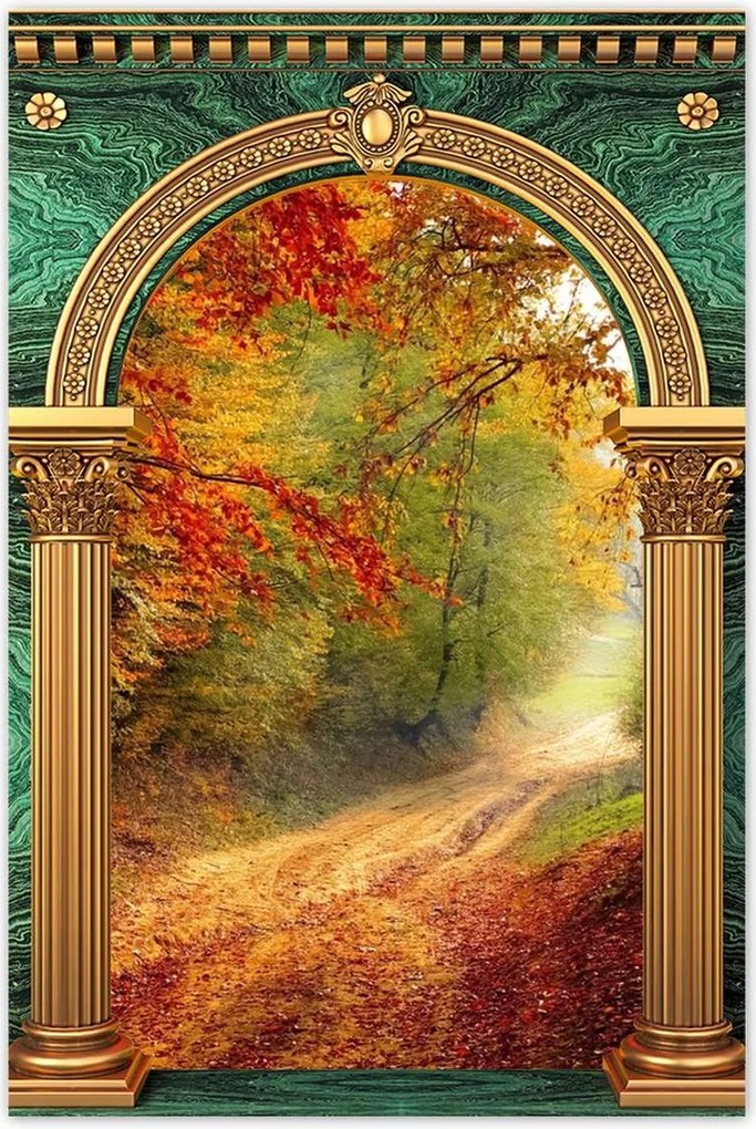 Poszterek 60x90 Út az erdőben ősz