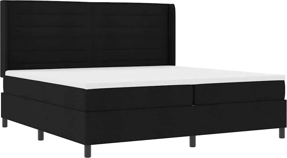 vidaXL LED Box Spring Ágy matracmal Fekete 200 x 200 cm szövet
