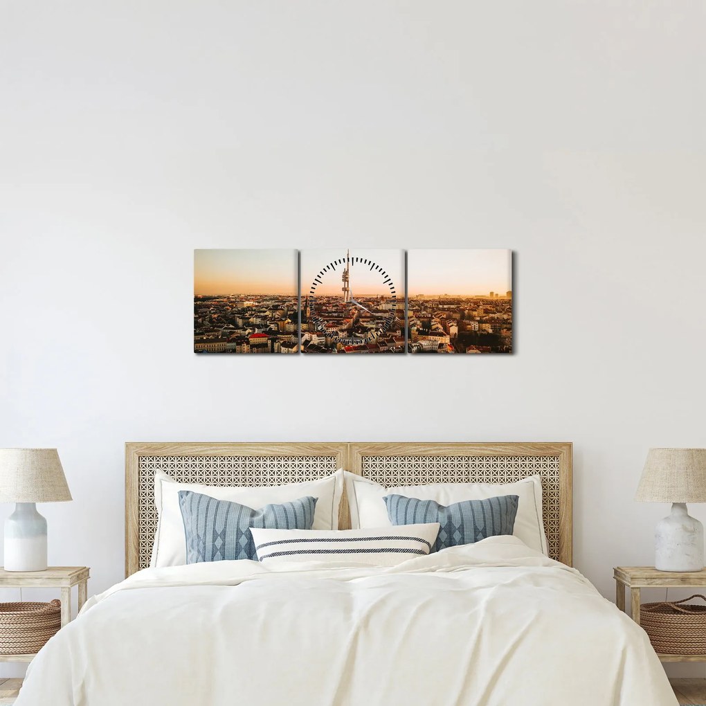 Naplemente Zizkov felett (órával) (90x30 cm)