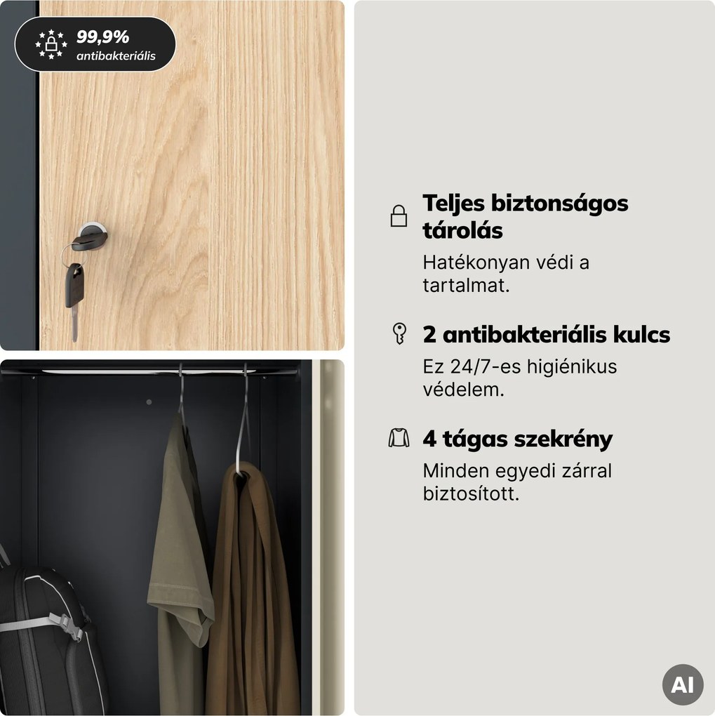 L alakú öltözőszekrény, antracit, sonoma tölgy, 800x1850x450 mm: JULIA Eco Design