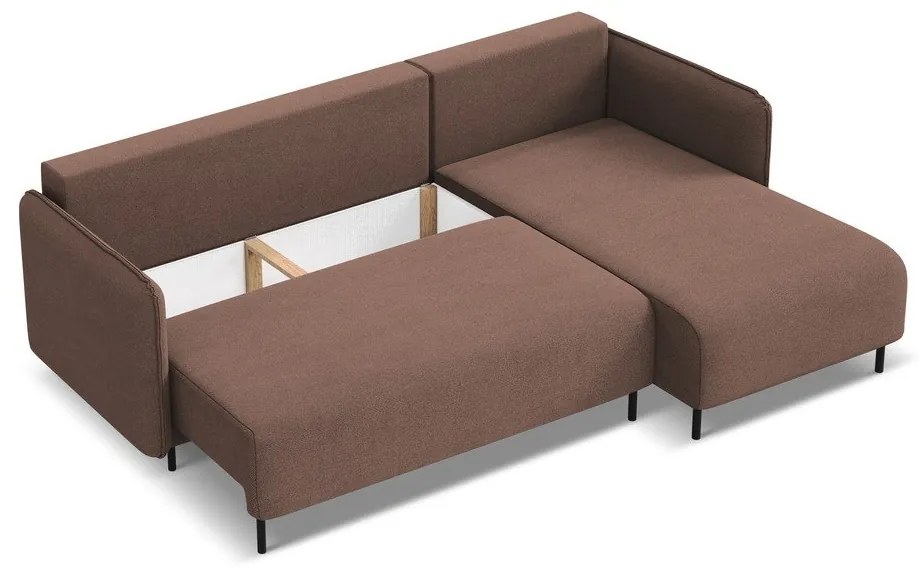 Rózsaszín kinyitható-tárolóhelyes sarokkanapé (jobb oldali) Luana – Makamii