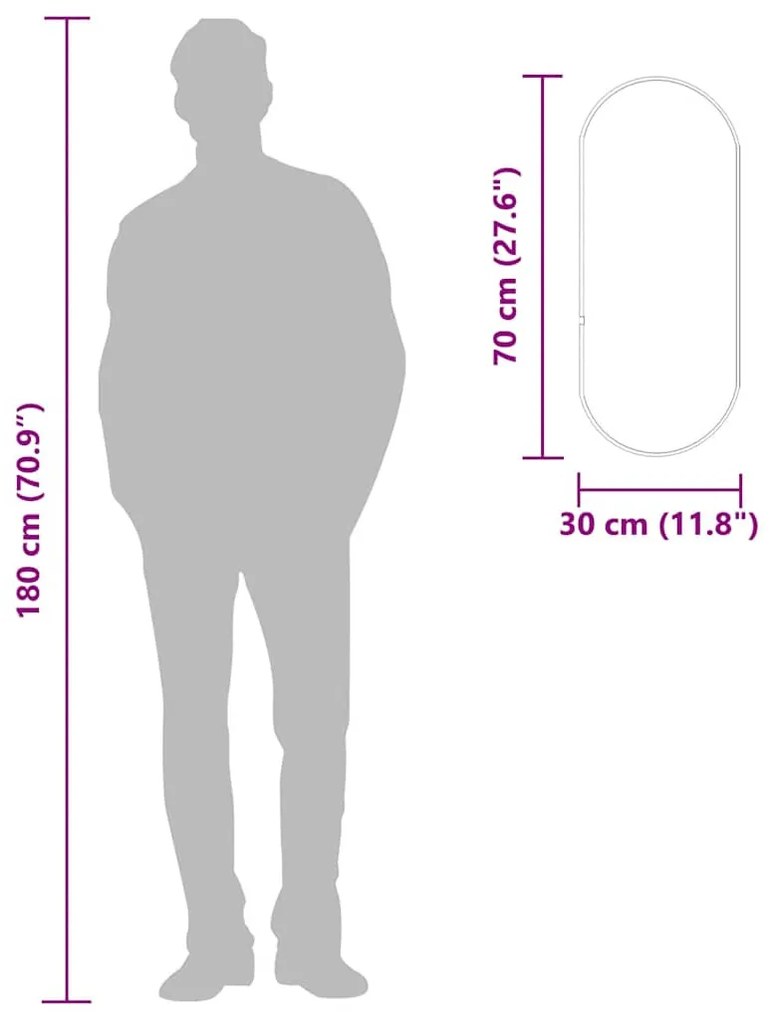 aranyszínű ovális falitükör 70x30 cm