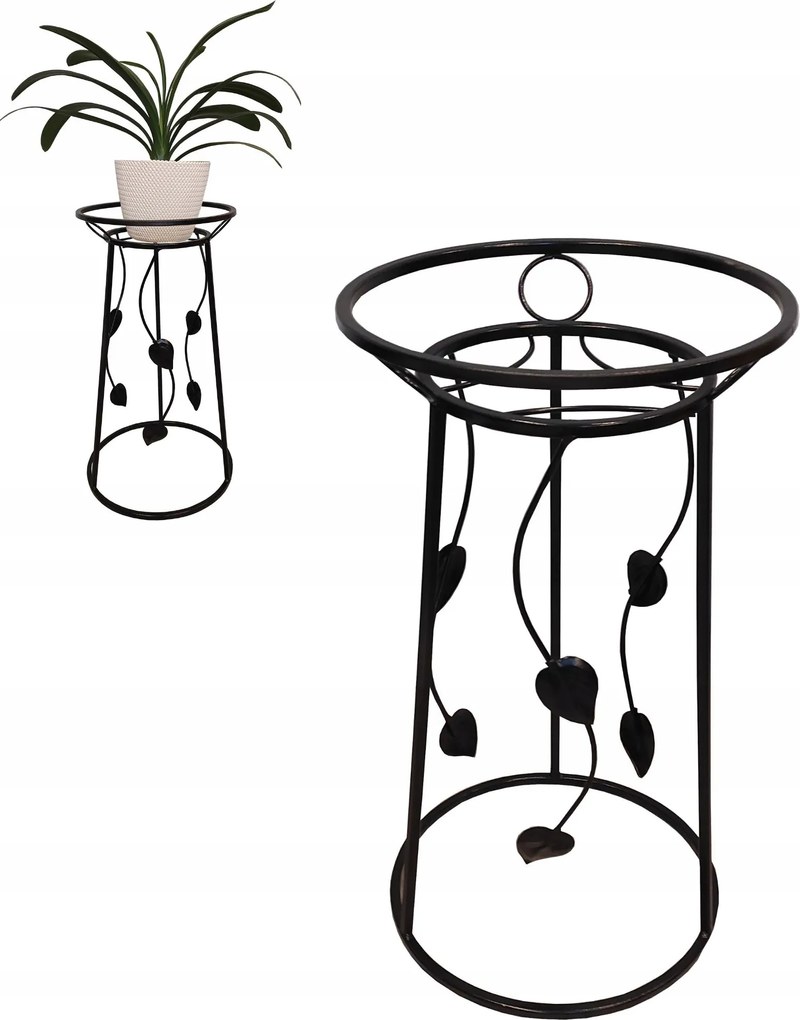 Virágágyás nagy fém fekete álló virágtartó