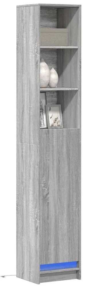 szürke sonoma szerelt fa tálalószekrény LED-del 36x32,5x200 cm