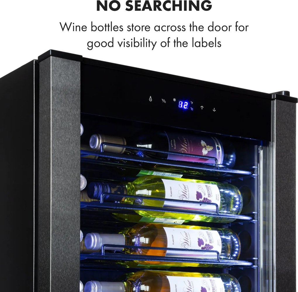 Klarstein Vinomatica, borhűtő, 95 liter, érintésvezérlés, 85 W, 4-18°C, fekete