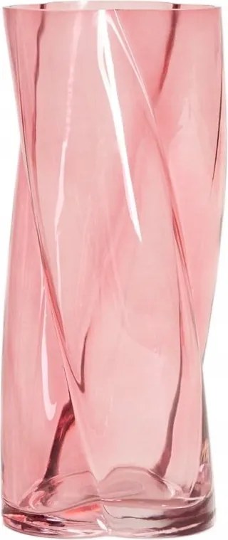 Raya üveg váza csavart rózsaszín 10,5x10,5x26cm Homla
