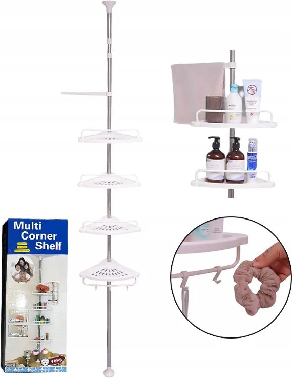 Fürdőszobai Sarokpolc, Teleszkópos Zuhanypolc Sampu És Tusfürdő Tartó