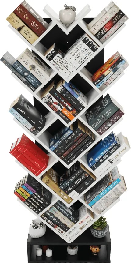 könyvespolc, fehér/fekete, VEVEY