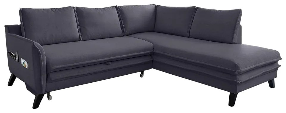 Charming Charlie L antracit kinyitható sarokkanapé, jobb oldali - Miuform