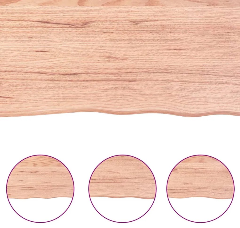 világosbarna kezelt tömör fa fürdőszobai pult 100x40x(2-4) cm