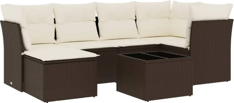 vidaXL 7 részes barna polyrattan kerti ülőgarnitúra párnákkal