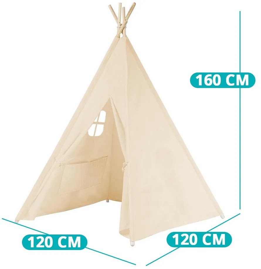 Indián sátor gyerekeknek, 3 színben-törtfehér