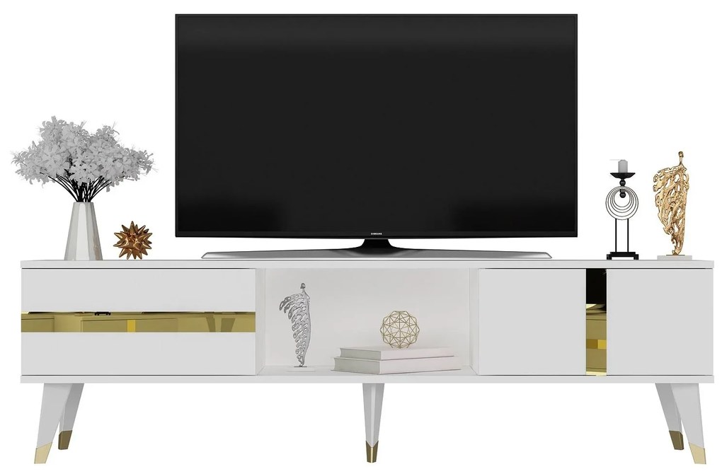 TV asztal/szekrény Vekika 2 (fehér + arany) . 1095252
