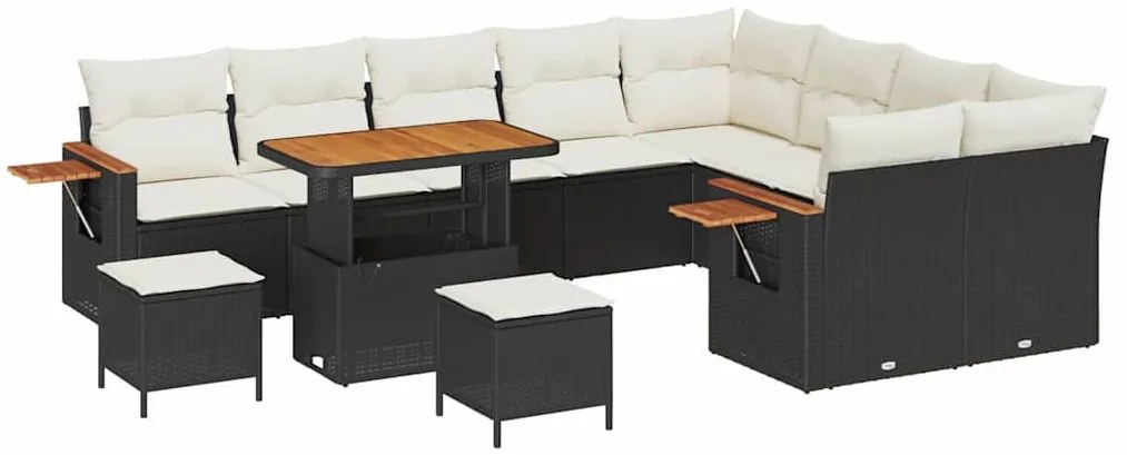 Kerti Kanapé Szett 12 pcs Fekete és krémszínű 90 x 55 x 71 cm