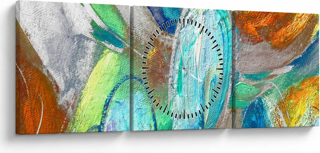 Kép - Színes absztrakció (órával) (90x30 cm)