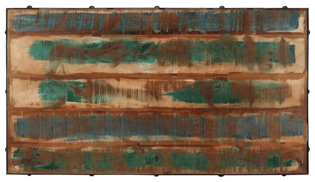 tömör újrahasznosított fa kerekes dohányzóasztal 100x55x26 cm