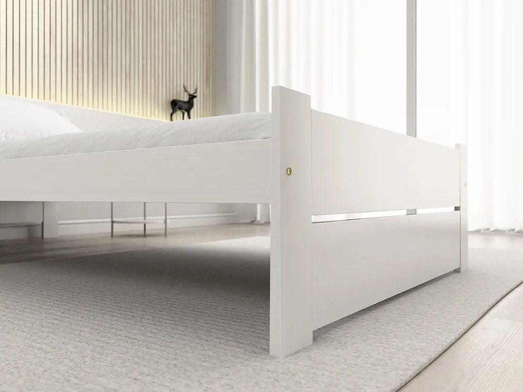 Ágy IKAROS DOUBLE 90 x 200 cm, fehér Matrac: Deluxe 10 cm matraccal, Ágyrács: Deszkás ágyráccsal