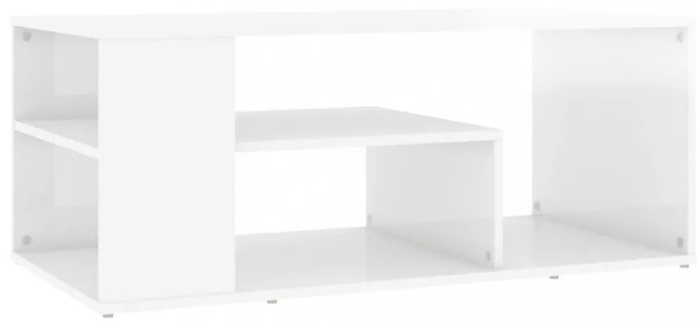 fehér magasfényű szerelt fa dohányzóasztal 100 x 50 x 40 cm
