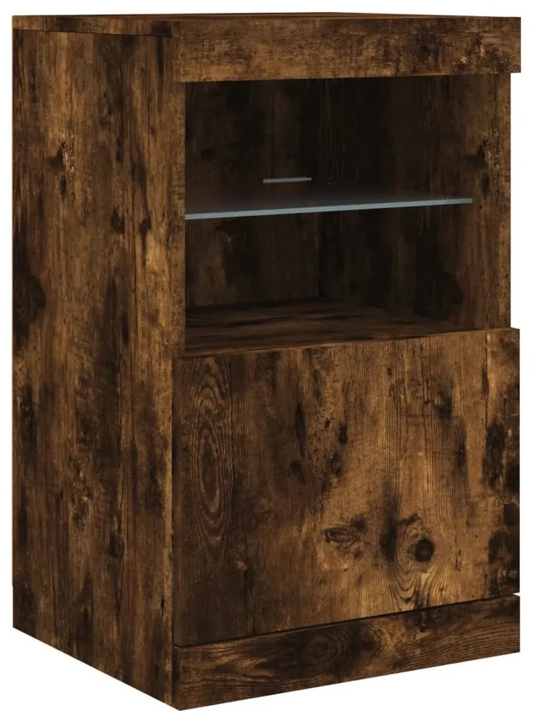 vidaXL füstös tölgy színű tálalószekrény LED-ekkel 123 x 37 x 67 cm