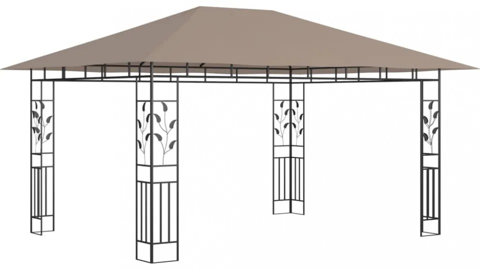 tópszínű pavilon szúnyoghálóval/LED fényfüzérrel 4 x 3 x 2,73 m