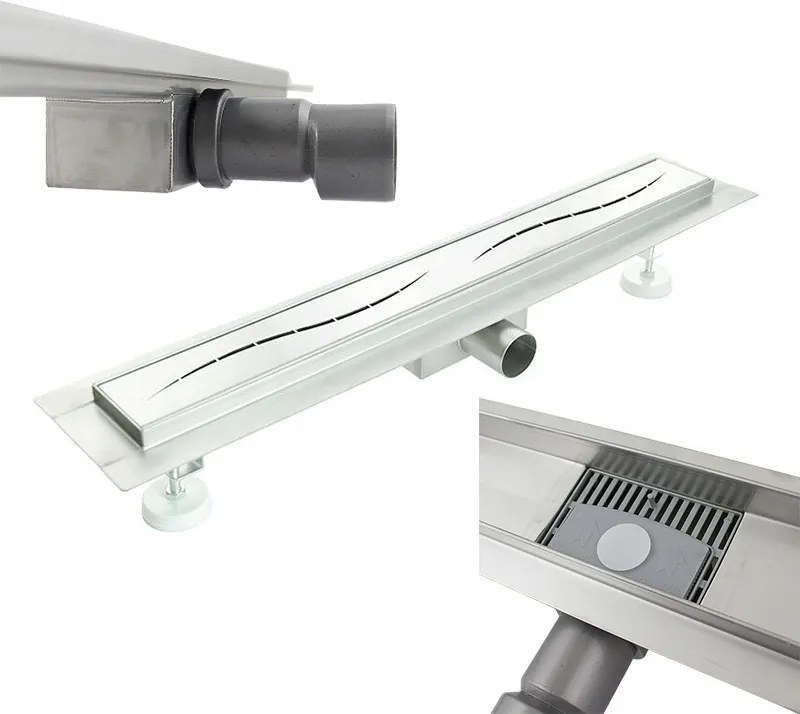 Streifen lineáris lefolyó szifonnal 70cm