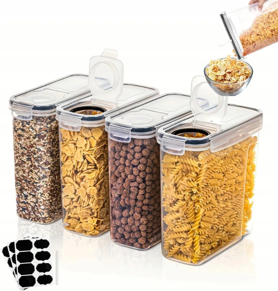 Élelmiszer Tartályok Készlet 4x tartály 4L konyhai doboz Tartályok