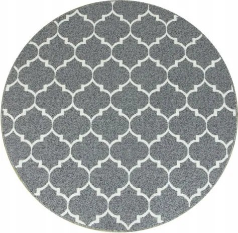 Kerek Világos Szürke Divatos Szőnyeg Clover Marokkói Lóhere Filc Átm. 150 cm
