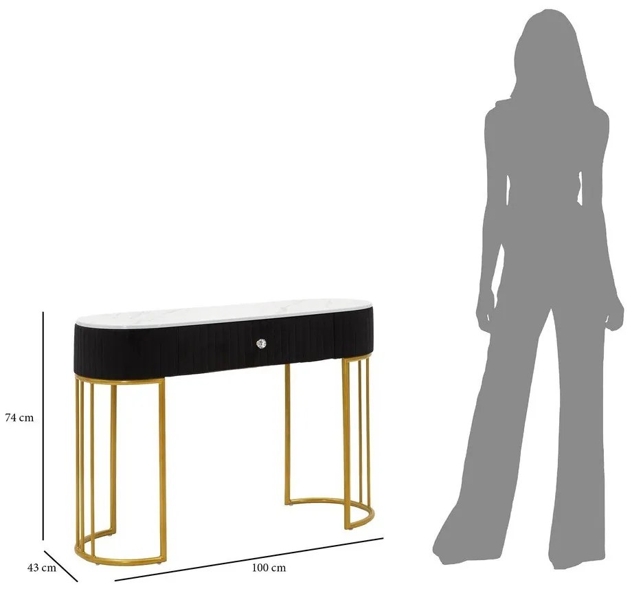 Fekete-aranyszínű konzolasztal 43x100 cm Montpellier – Mauro Ferretti