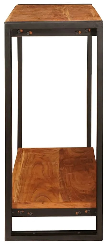 Konzolasztal polcokkal Barna 90 x 33 x 75 cm tömör akácfa