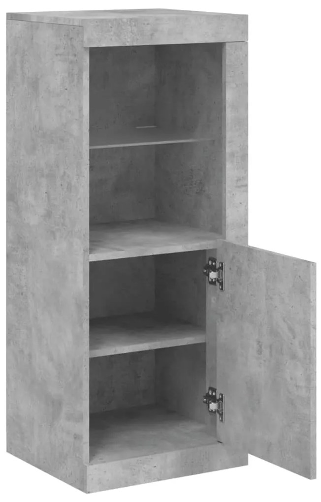 betonszürke tálalószekrény LED-világítással 41 x 37 x 100 cm