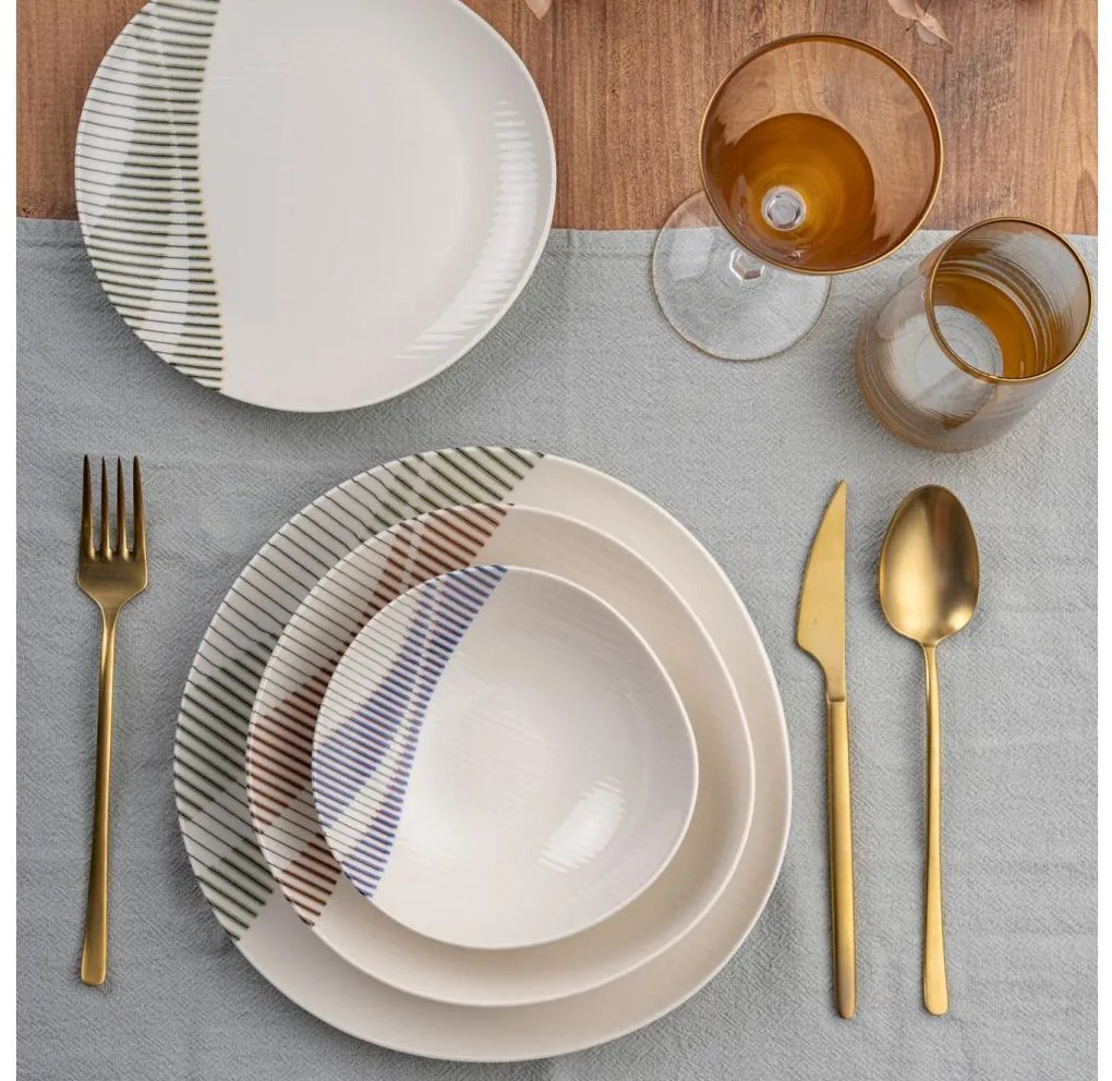 24 részes színes porcelán étkészlet