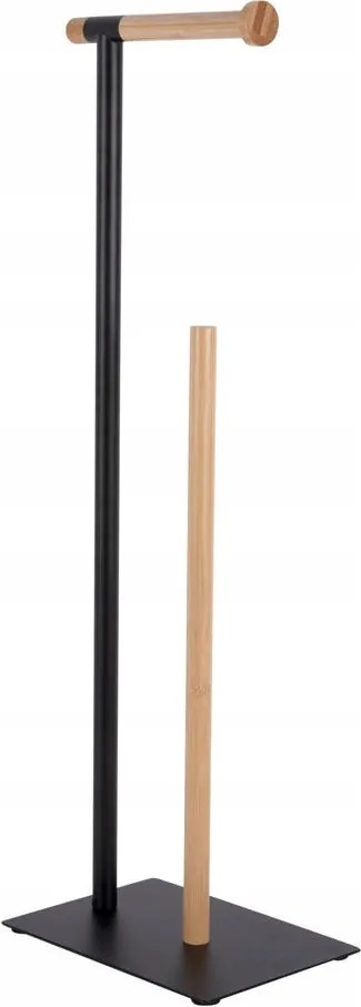 Fürdőszobaszett Wc Papír Tartó Állvány Tartalék Tekerccsel Bambusz 68cm